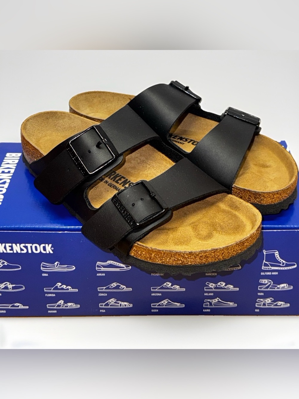 BIRKENSTOCK Arizona Grip Black Leather Size Women’s 7, Model: 0051791 - NEW